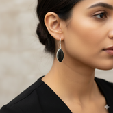 Dramatic 925 Sterling Silver Dinosaur Bone Marquise Cabochon Earrings – Statement 4" Handmade Jewelry