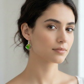 925 Sterling Silver Ammolite Cushion Cabochon Earrings – Vibrant 1" Handmade Gemstone Jewelry