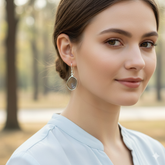 Rustic 925 Sterling Silver Coconut Geode Fancy Rough Earrings – Unique 1.3" Handmade Gemstone Jewelry