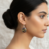 Refined 925 Sterling Silver Iron Tiger Eye Oval Cabochon Earrings – Elegant 1.4" Handmade Jewelry