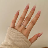 Heart Between Crystal SIlver Ring