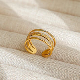 18K Gold Plated Open Ring – Stainless Steel Tropical Streetwear Style