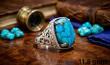 Stabilized Turquoise Men Ring – Bold Blue Stone Jewelry