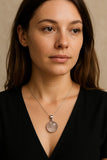 Round Rose Quartz Pendant – 925 Sterling Silver Handmade Healing Stone Necklace