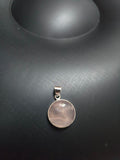 Round Rose Quartz Pendant – 925 Sterling Silver Handmade Healing Stone Necklace