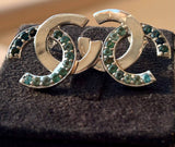 Blue Topaz Double-C Earrings in 925 Sterling Silver – Elegant Sparkling Studs