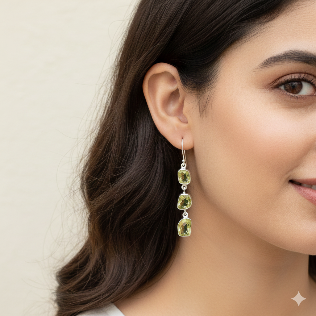 Lemon Quartz Fancy-Cut Earrings