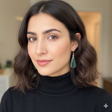 925 Sterling Silver Bloodstone Fancy Cabochon Earrings – Elegant 1.6" Handmade Gemstone Jewelry