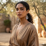 925 Sterling Silver Coconut Geode Fancy Rough Earrings – Unique 1.4" Handmade Gemstone Jewelry