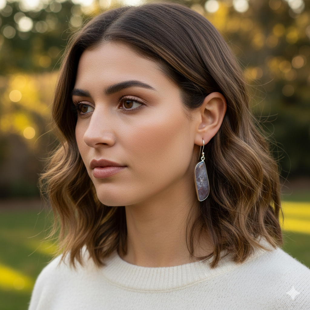 Moss Agate Fancy Cabochon Earrings