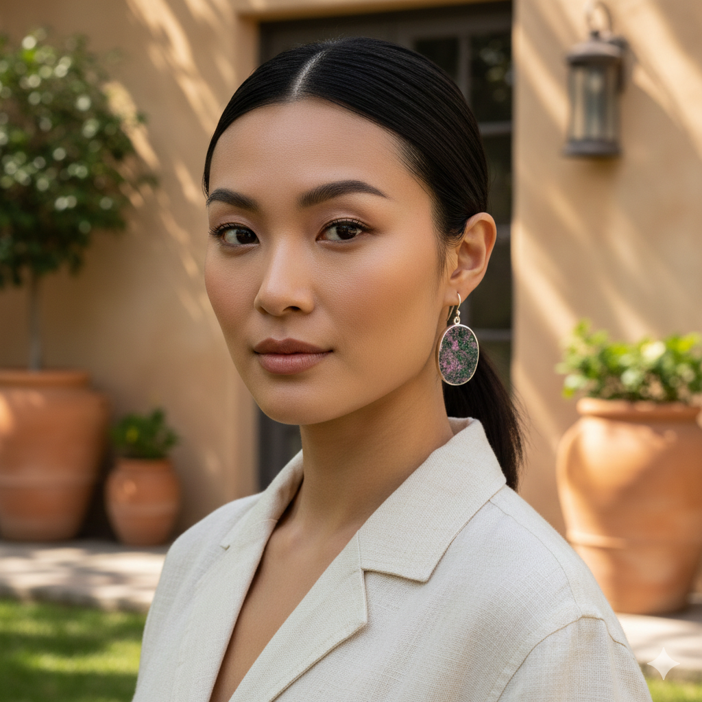 925 Sterling Silver Cobalt Calcite Fancy Druzy Earrings – Elegant 1.7" Handmade Gemstone Jewelry