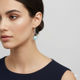 Larimar Oval Cabochon Earrings with Kyanite Accent
