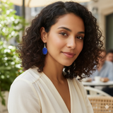 Lapis Oval-Rough Earrings