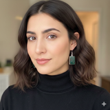 925 Sterling Silver Bloodstone Octagon Cabochon Earrings – Elegant 1.4" Handmade Gemstone Jewelry