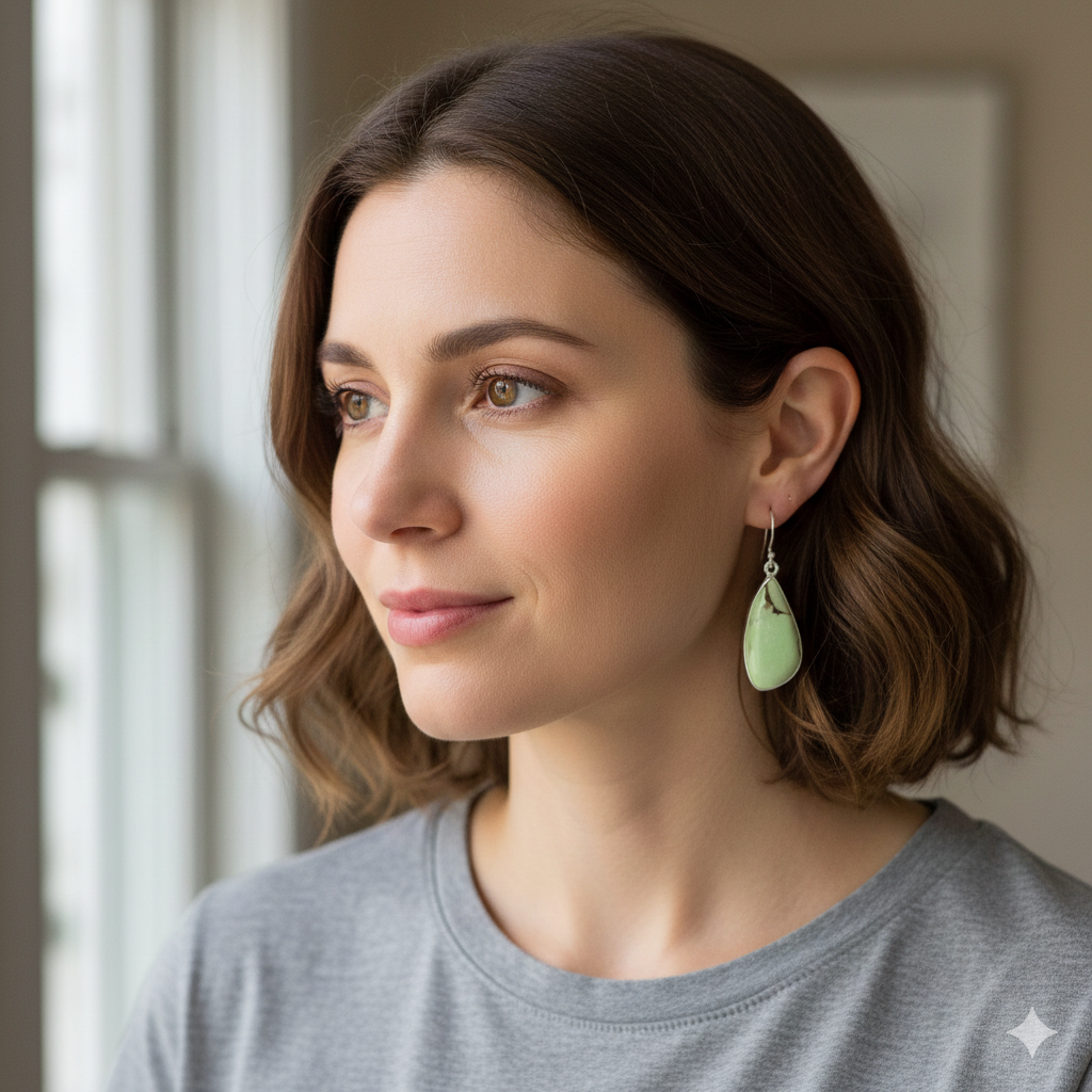 Lemon Chrysoprase Fancy Cabochon Earrings