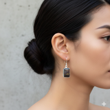 Bold 925 Sterling Silver Iron Tiger Eye Octagon Cabochon Earrings – Elegant 1.6" Handmade Jewelry