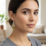 925 Sterling Silver Bumble Bee Jasper Fancy Cabochon Earrings – Bold 1.7" Handmade Gemstone Jewelry