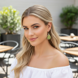 Fresh 925 Sterling Silver Gaspeite Pear Cabochon Earrings – Elegant 1.6" Handmade Gemstone Jewelry