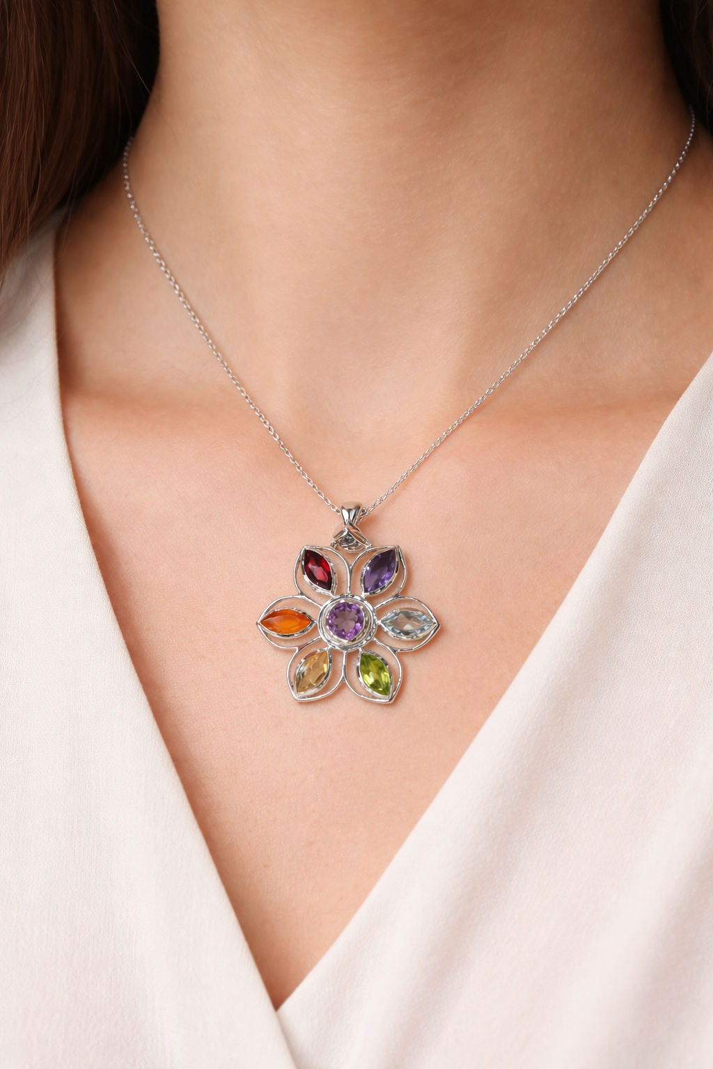 925 Sterling Silver Chakra Pendant