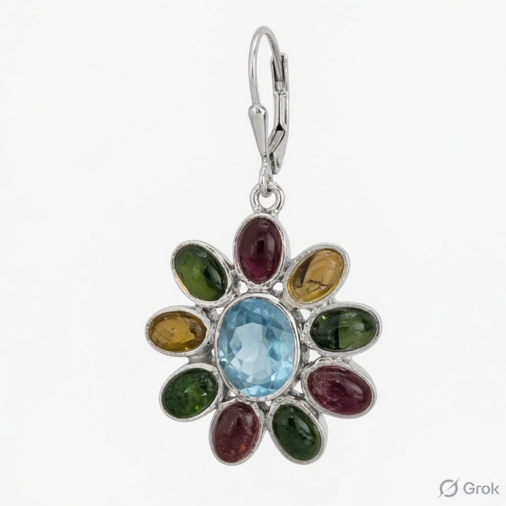Tourmaline and Blue Topaz pendant