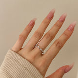 Heart Between Crystal SIlver Ring