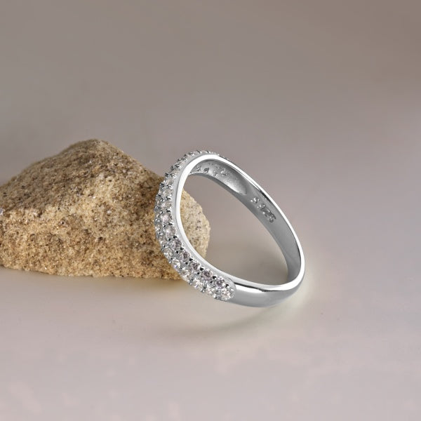 Shinning wave silver ring