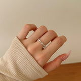 Heart Between Crystal SIlver Ring