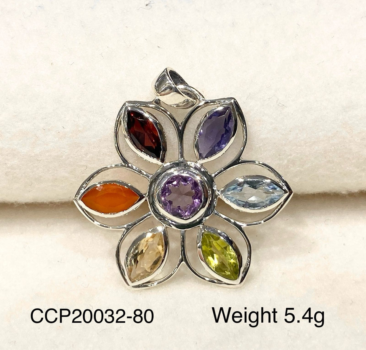 925 Sterling Silver Chakra Pendant – Seven Natural Chakra Stones, Healing Energy Jewelry, Handcrafted Spiritual Pendant