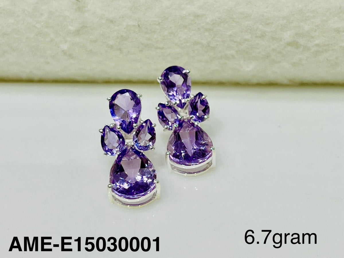 Natural Amethyst Earrings – 925 Sterling Silver Purple Gemstone Earrings, Handcrafted February Birthstone Jewelry