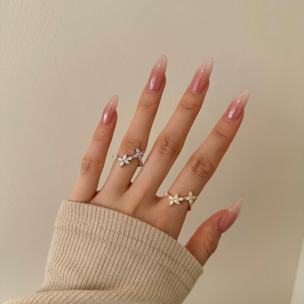 Petal Whisper Silver Ring