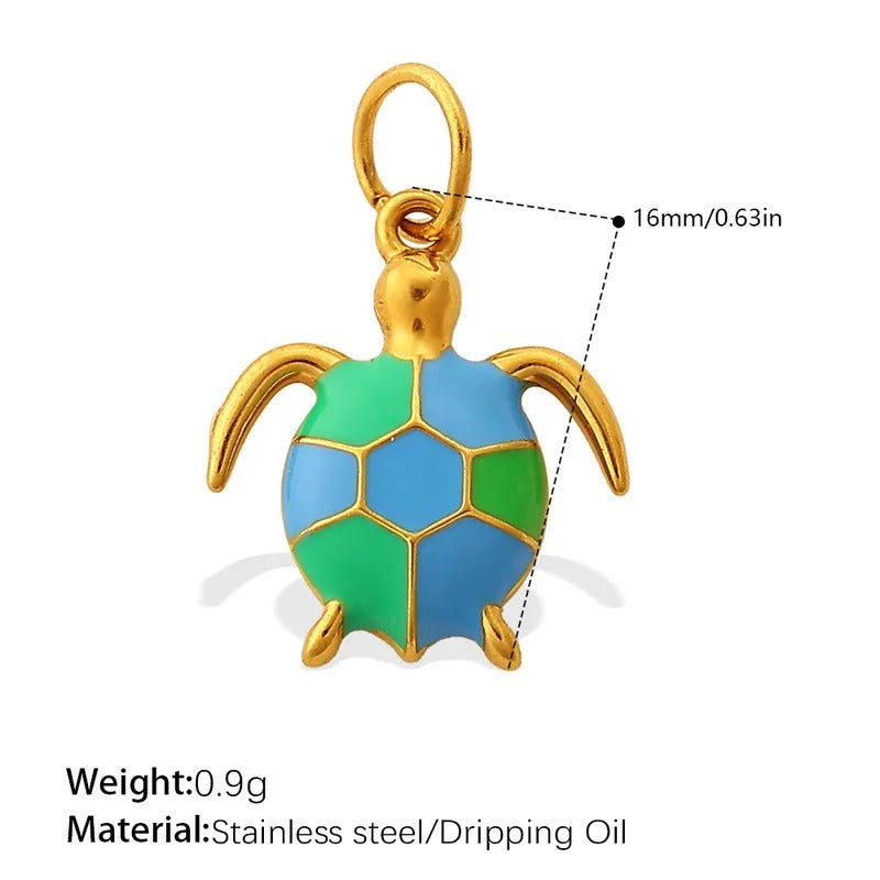Turtle Jewellery Pendant – Stainless Steel with Gold Plating