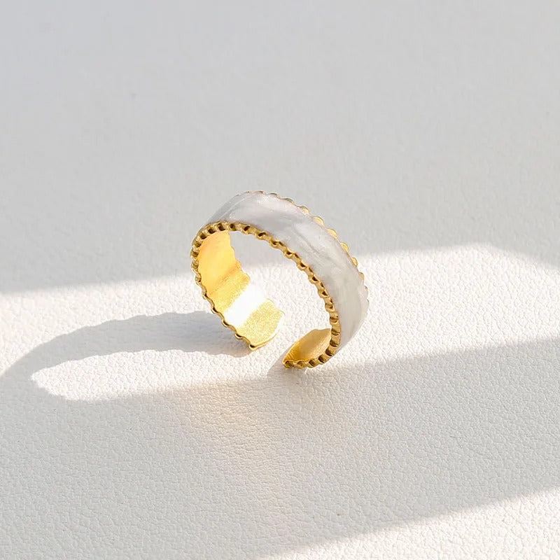 18K Plated Enamel Ring – Gold Plated Stainless Steel Design