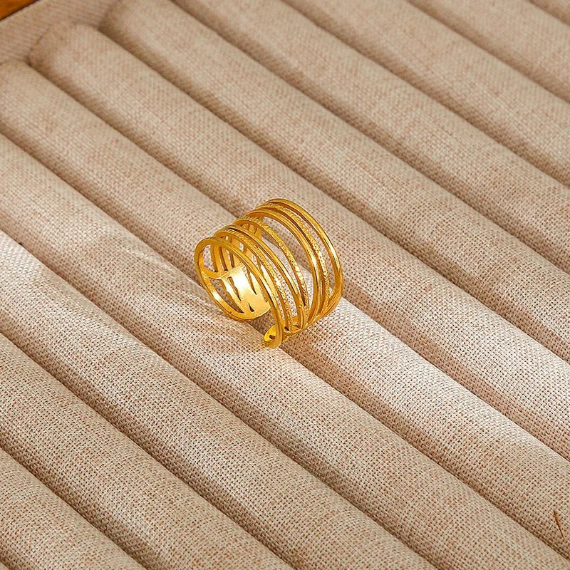 Gold Plated Open Ring – Stainless Steel Adjustable Design