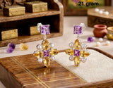 Amethyst, Citrine & Pearl Earring – Elegant Multi Gemstone Jewelry