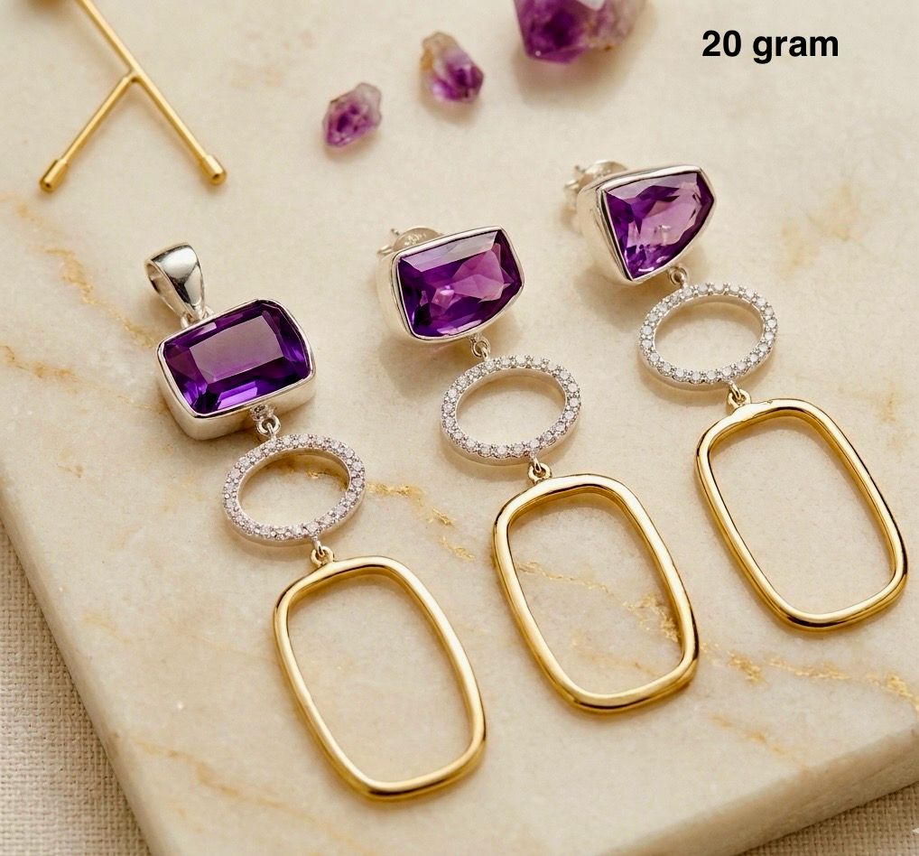 Amethyst Earring and Pendant Set – Elegant Purple Gemstone Jewelry