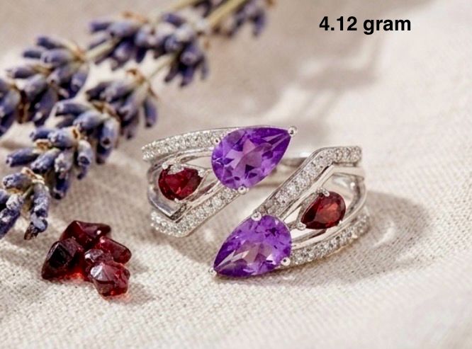 Amethyst and Garnet Ring – Elegant Dual Gemstone Jewelry