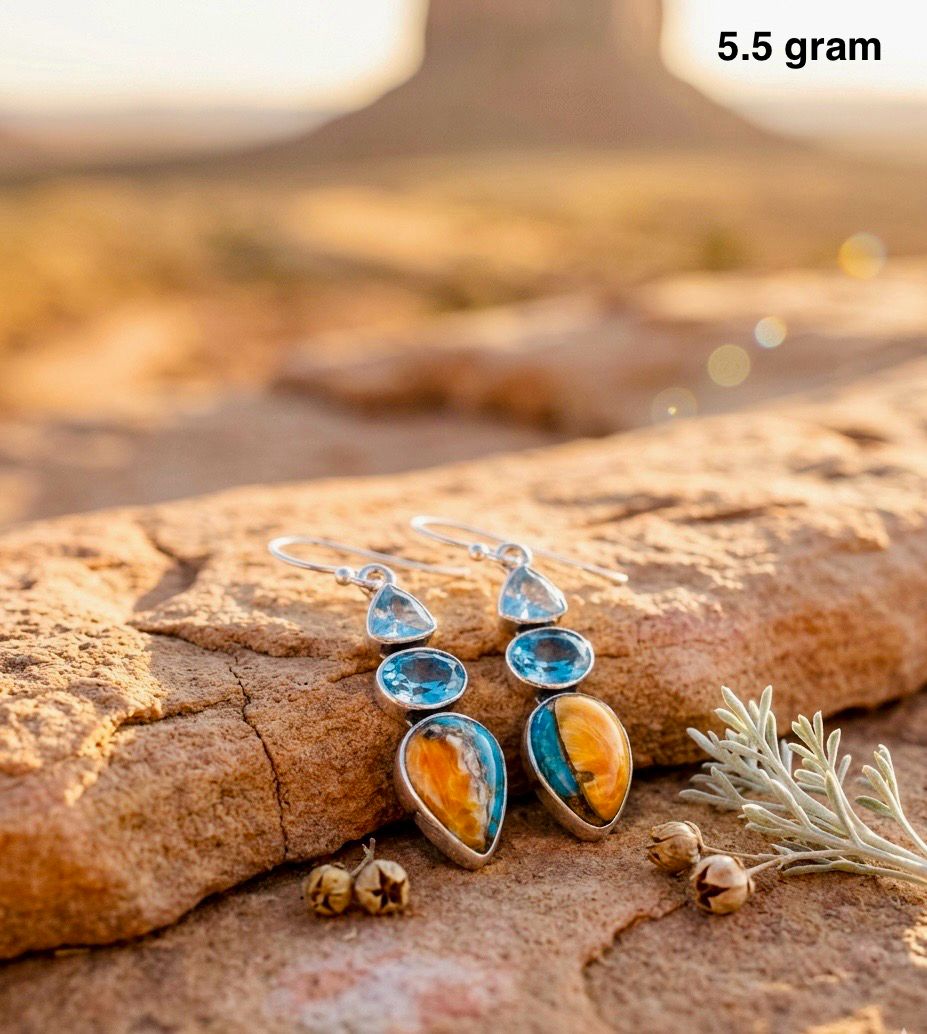 Topaz and Oyster Turquoise Earring – Elegant Gemstone Jewelry