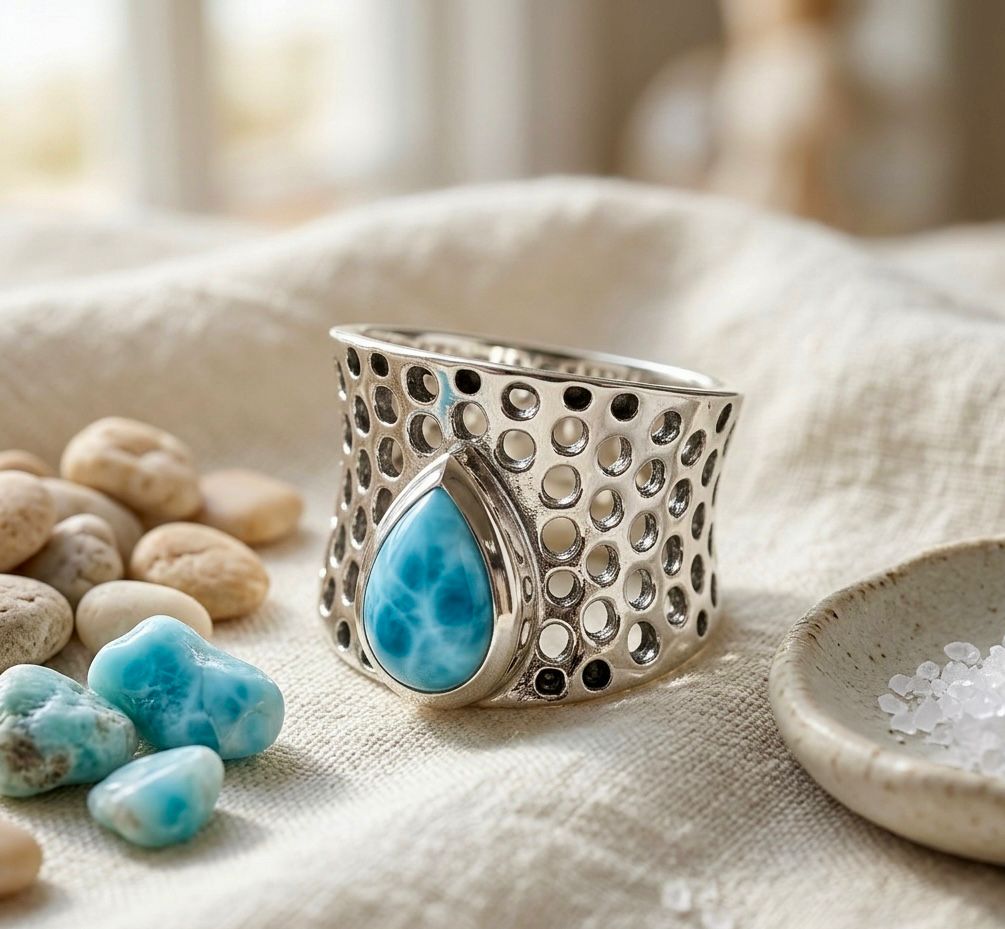 Larimar Ring – Coastal Inspired Gemstone Jewelry