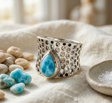 Larimar Ring – Coastal Inspired Gemstone Jewelry