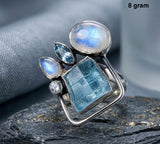 Topaz and Moonstone Ring – Elegant Dual Gemstone Jewelry