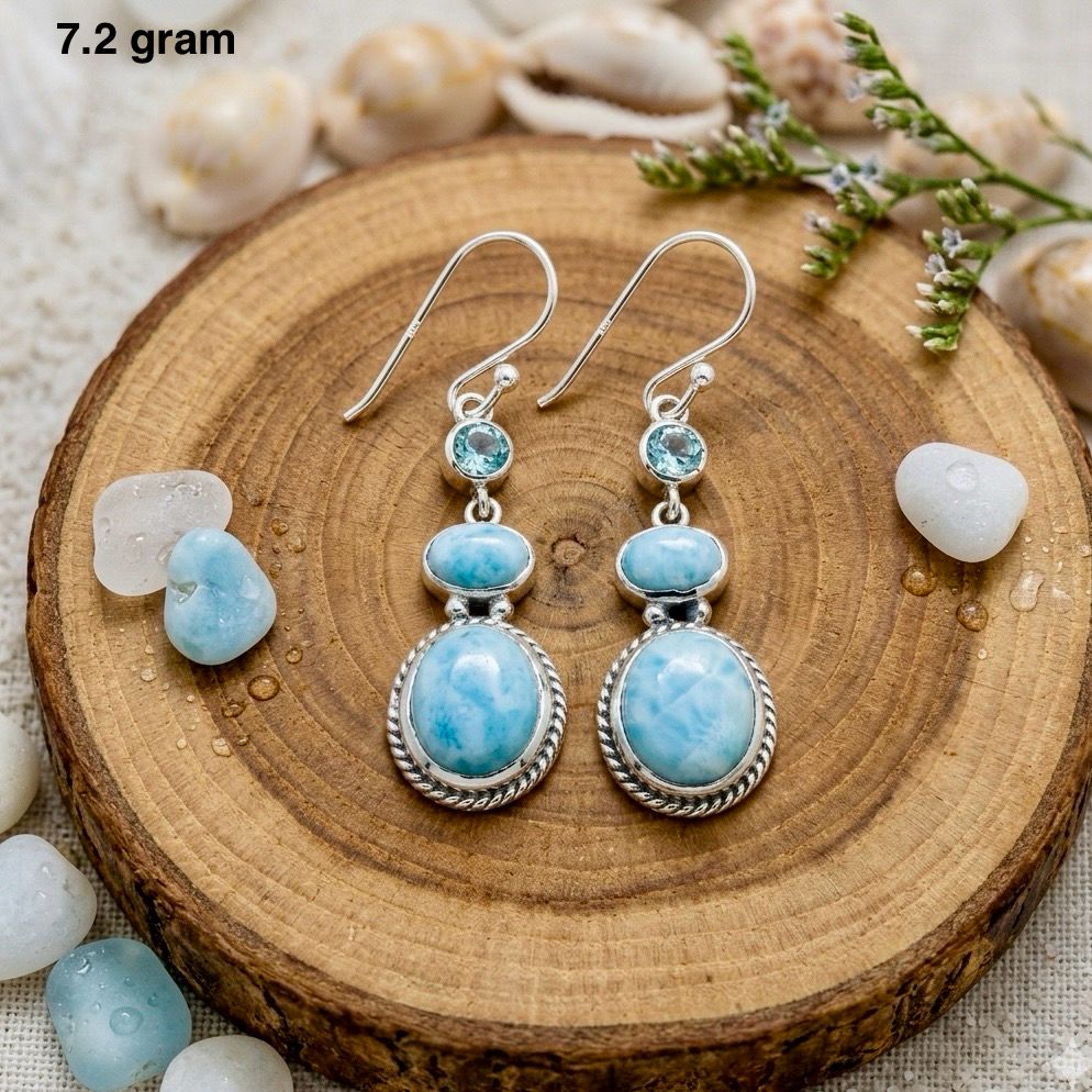 Larimar Earring – Ocean Blue Gemstone Jewelry