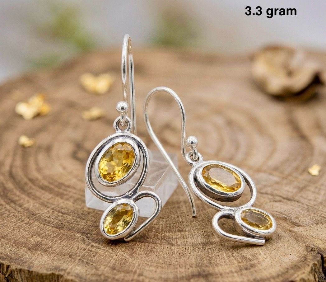 Citrine Earring – Elegant Golden Yellow Gemstone Jewelry