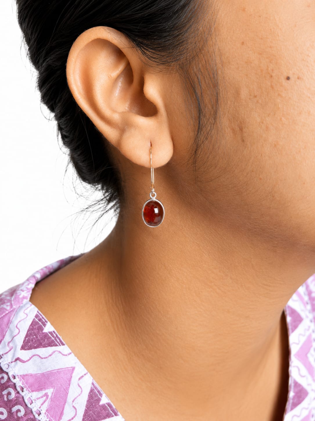 Hessonite Earring – Elegant Honey Brown Gemstone Jewelry