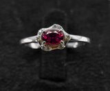 Ruby Oval Halo Ring in 925 Sterling Silver – Elegant Red Gemstone Ring for Women