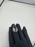 Green Amethyst Pear-Shaped Ring in 925 Sterling Silver – Faceted Gemstone Statement Ring